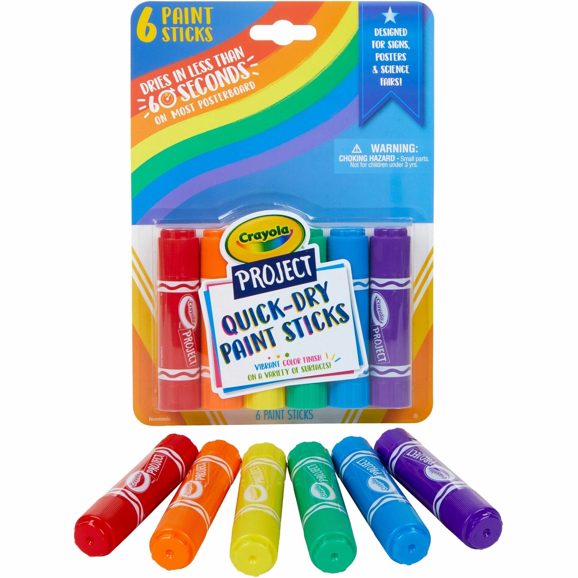 Crayola Project Quick-Dry Paint Sticks - 6 / Pack - Assorted