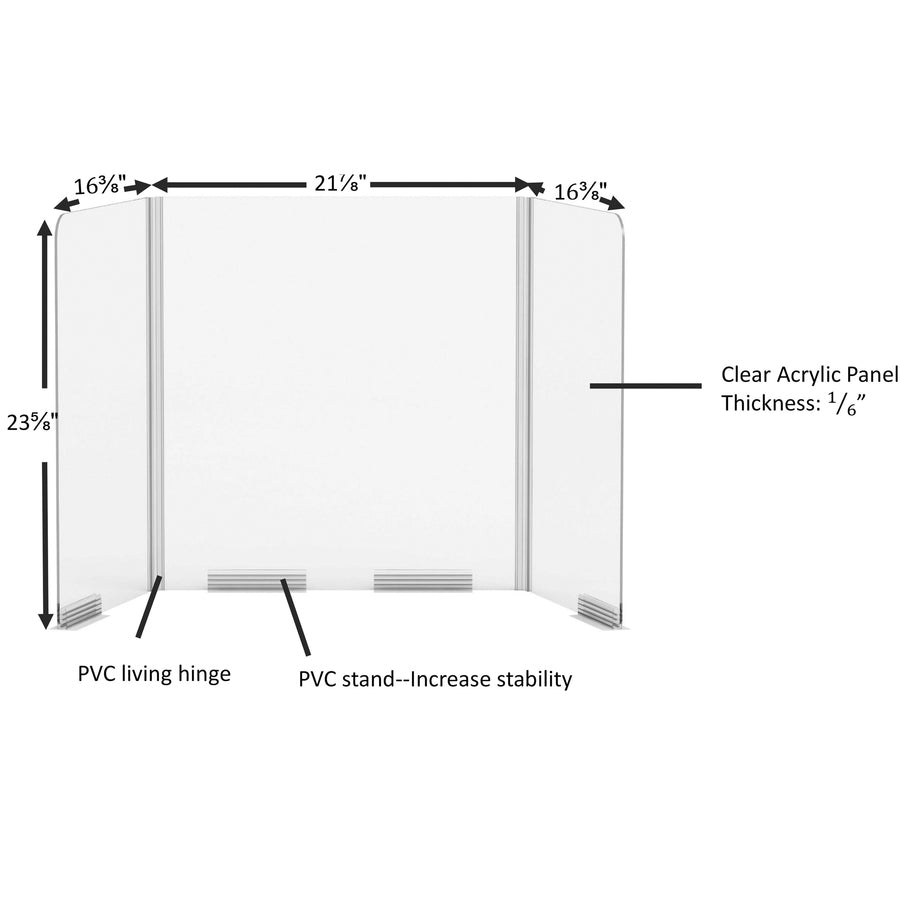 Lorell Folding Student Barrier - 2 / Carton - Clear - Acrylic