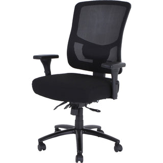 Lorell Big & Tall Mesh Back Office Chair - Fabric Seat - Black - Armrest - 1 Each