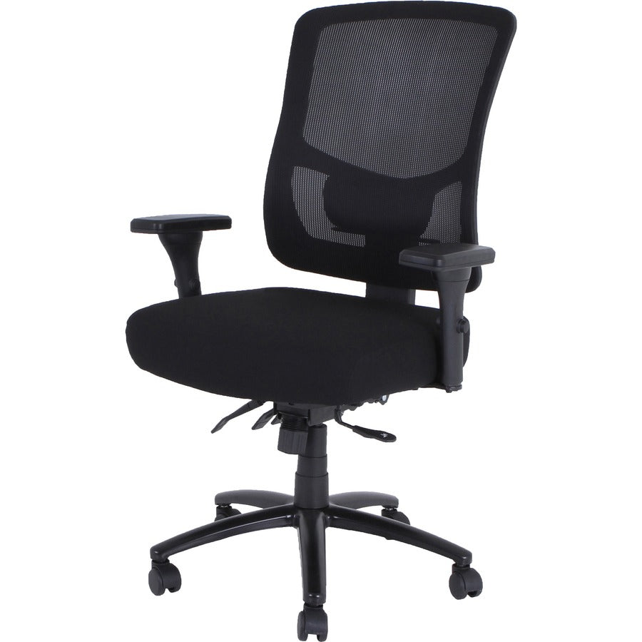 Lorell Big & Tall Mesh Back Office Chair - Fabric Seat - Black - Armrest - 1 Each