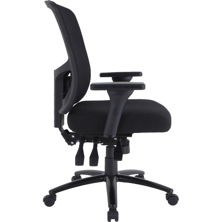 Lorell Big & Tall Mesh Back Office Chair - Fabric Seat - Black - Armrest - 1 Each