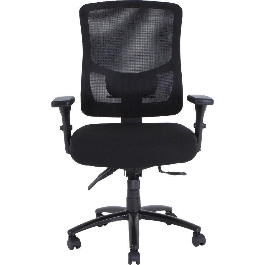 Lorell Big & Tall Mesh Back Office Chair - Fabric Seat - Black - Armrest - 1 Each