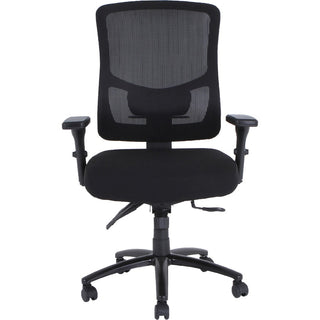 Lorell Big & Tall Mesh Back Office Chair - Fabric Seat - Black - Armrest - 1 Each