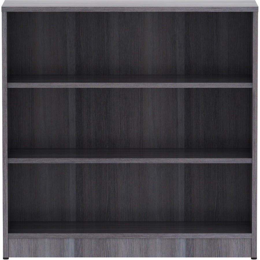 Lorell Laminate Bookcase - 36" x 12" x 36" - 3 x Shelf(ves) - Sturdy, Laminated, Contemporary Style, Square Edge, Adjustable Feet - Weathered Charcoal - Medium Density Fiberboard (MDF) - Assembly Required