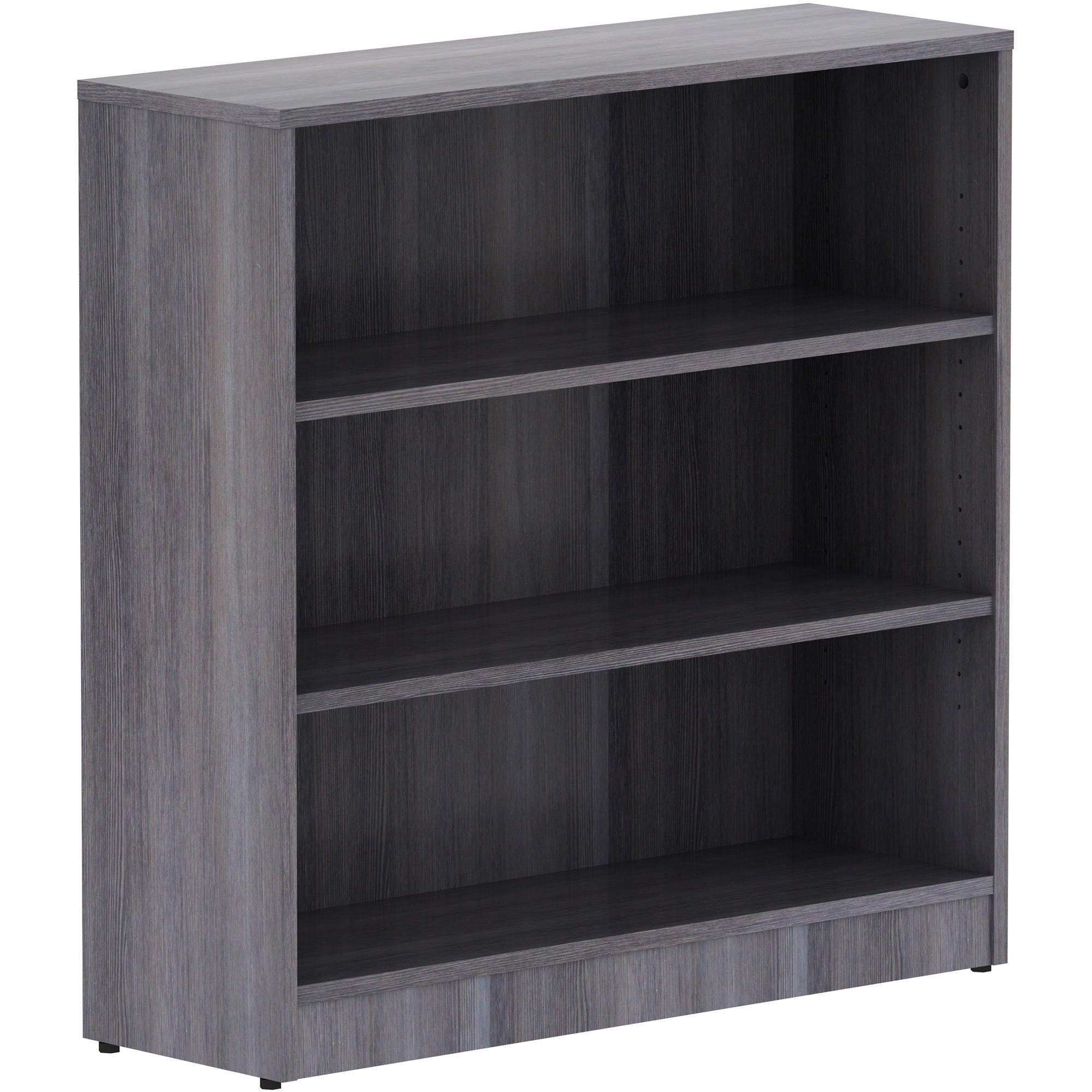 lorell-laminate-bookcase-36-x-12-x-36-3-x-shelfves-sturdy-laminated-contemporary-style-square-edge-adjustable-feet-weathered-charcoal-medium-density-fiberboard-mdf-assembly-required_llr69626 - 1