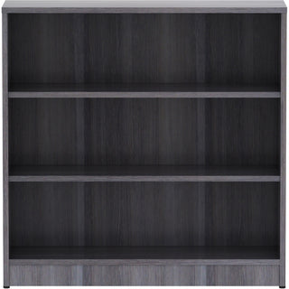lorell-laminate-bookcase-36-x-12-x-36-3-x-shelfves-sturdy-laminated-contemporary-style-square-edge-adjustable-feet-weathered-charcoal-medium-density-fiberboard-mdf-assembly-required_llr69626 - 2