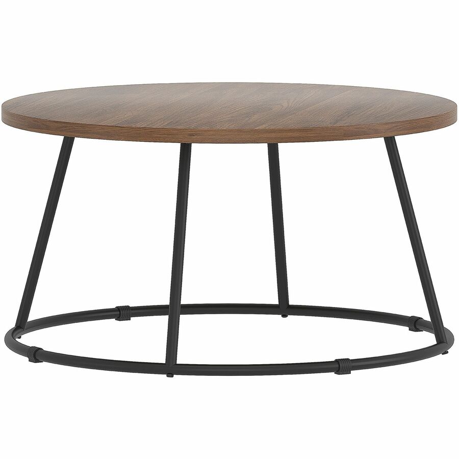 Lorell Accession Coffee Table - For - Table TopWalnut Round Top - Powder Coated Four Leg Base - 4 Legs - 200 lb Capacity x 1" Table Top Thickness x 31.50" Table Top Diameter - 16.75" Height - Assembly Required - 1 Each