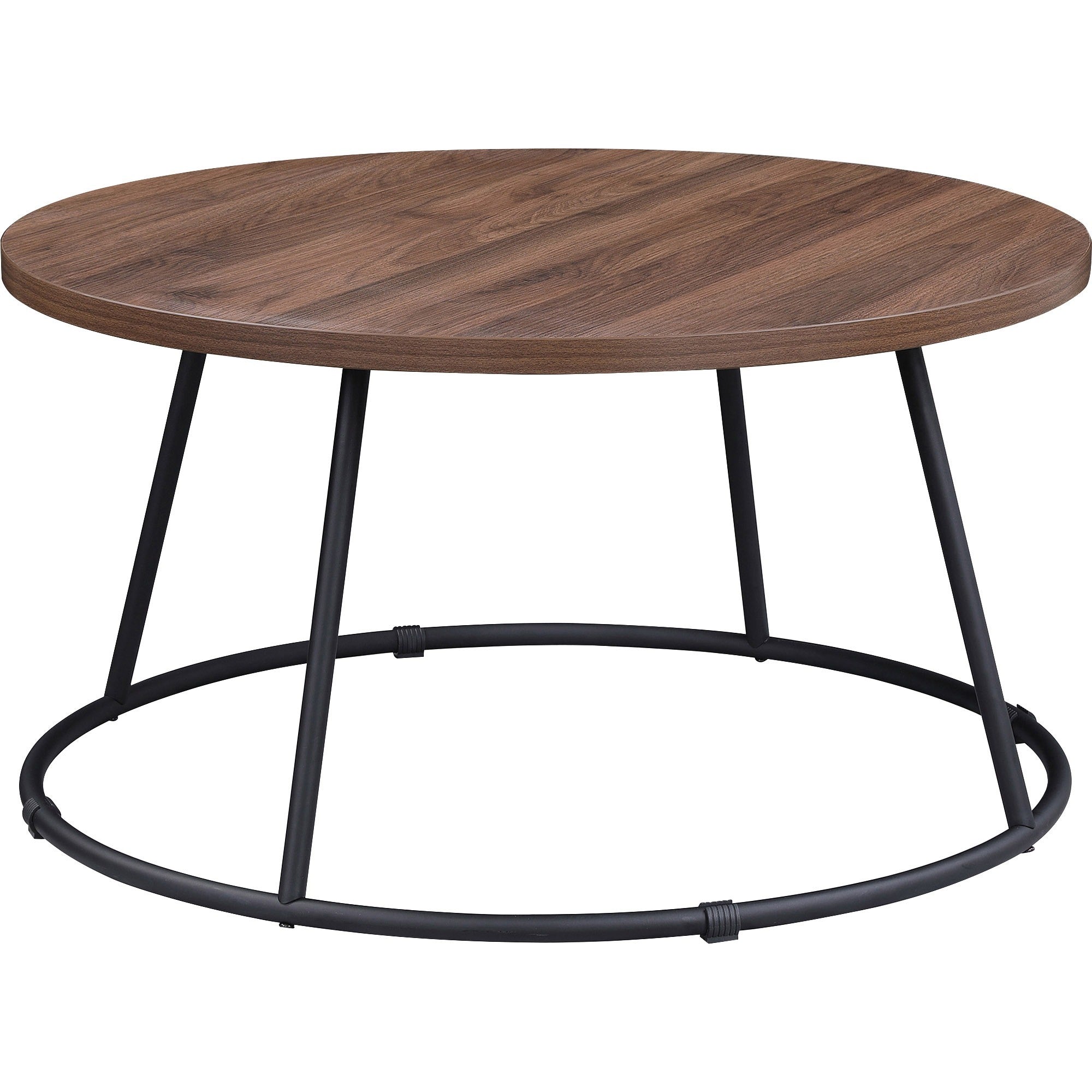 lorell-accession-coffee-table-for-table-topwalnut-round-top-powder-coated-four-leg-base-4-legs-200-lb-capacity-x-1-table-top-thickness-x-3150-table-top-diameter-1675-height-assembly-required-1-each_llr16259 - 1