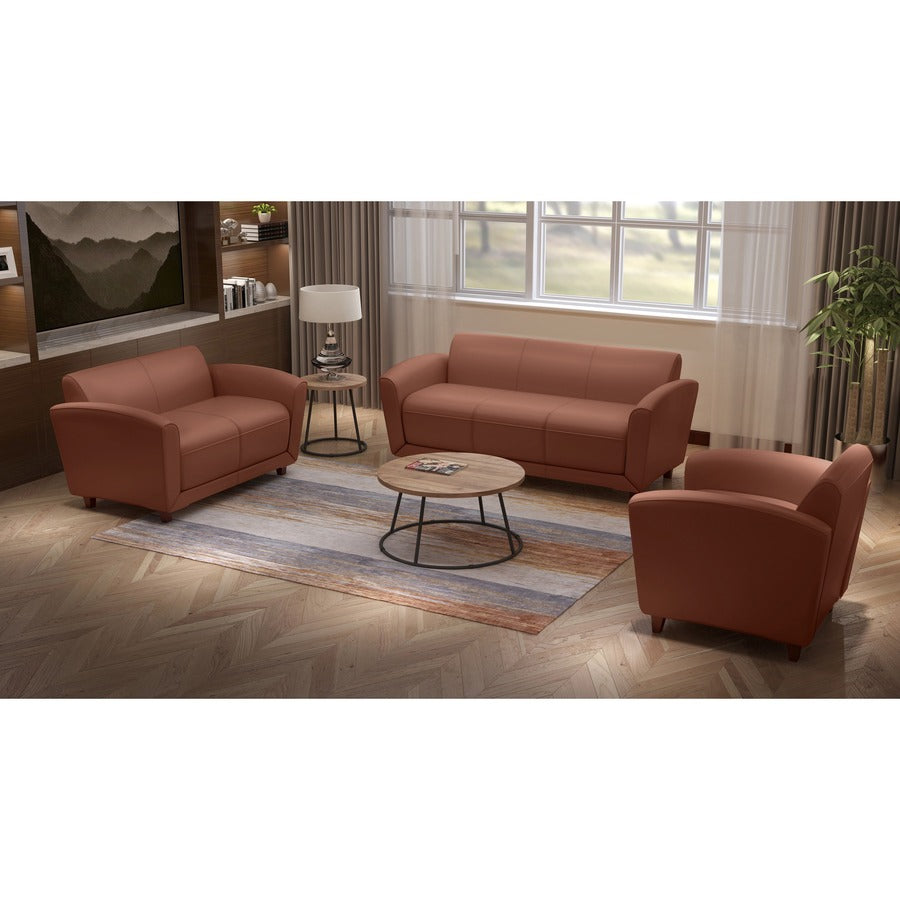 Lorell Accession Coffee Table - For - Table TopWalnut Round Top - Powder Coated Four Leg Base - 4 Legs - 200 lb Capacity x 1" Table Top Thickness x 31.50" Table Top Diameter - 16.75" Height - Assembly Required - 1 Each