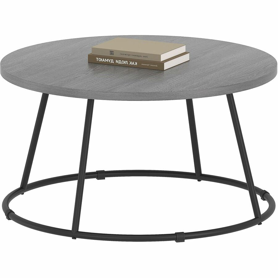 Lorell Accession Coffee Table - For - Table TopRound Top - Powder Coated Four Leg Base - 4 Legs - 200 lb Capacity x 1" Table Top Thickness x 31.50" Table Top Diameter - 16.75" Height - Assembly Required - Weathered Charcoal - 1 Each