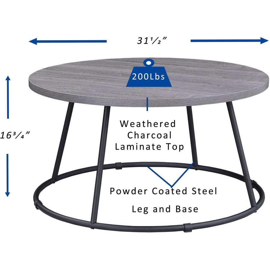 lorell-accession-coffee-table-for-table-topround-top-powder-coated-four-leg-base-4-legs-200-lb-capacity-x-1-table-top-thickness-x-3150-table-top-diameter-1675-height-assembly-required-weathered-charcoal-1-each_llr16260 - 3