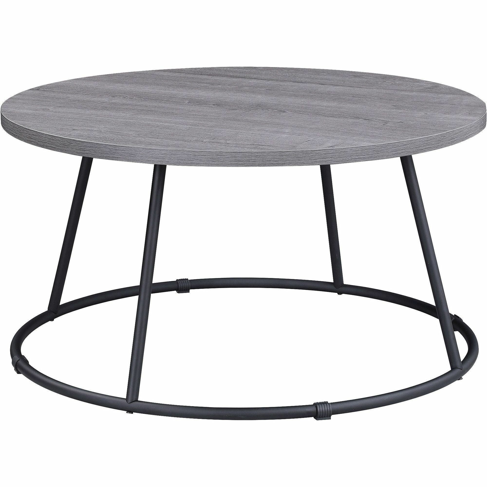 Lorell Accession Coffee Table - For - Table TopRound Top - Powder Coated Four Leg Base - 4 Legs - 200 lb Capacity x 1" Table Top Thickness x 31.50" Table Top Diameter - 16.75" Height - Assembly Required - Weathered Charcoal - 1 Each