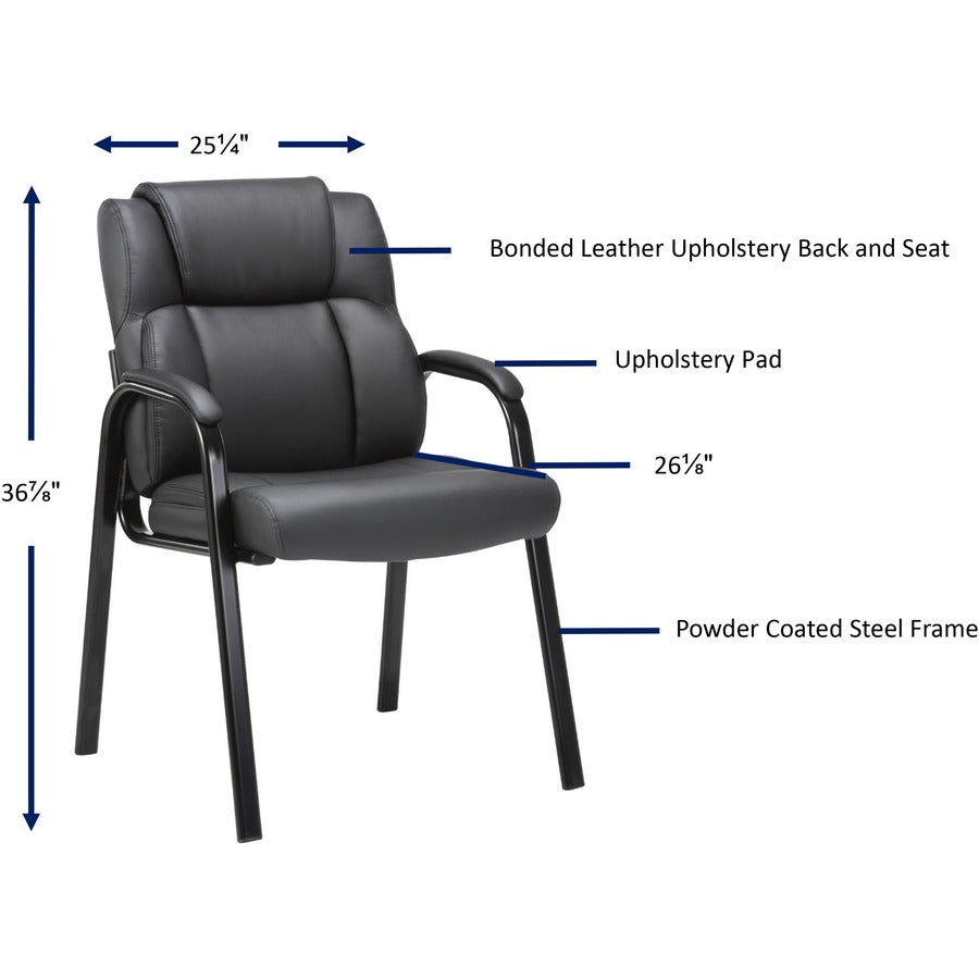 lorell-low-back-cushioned-guest-chair-black-bonded-leather-seat-black-bonded-leather-back-powder-coated-steel-frame-high-back-four-legged-base-armrest-1-each_llr67002 - 8