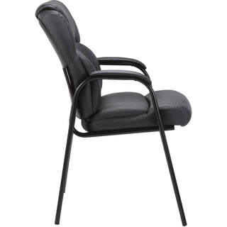 lorell-low-back-cushioned-guest-chair-black-bonded-leather-seat-black-bonded-leather-back-powder-coated-steel-frame-high-back-four-legged-base-armrest-1-each_llr67002 - 5