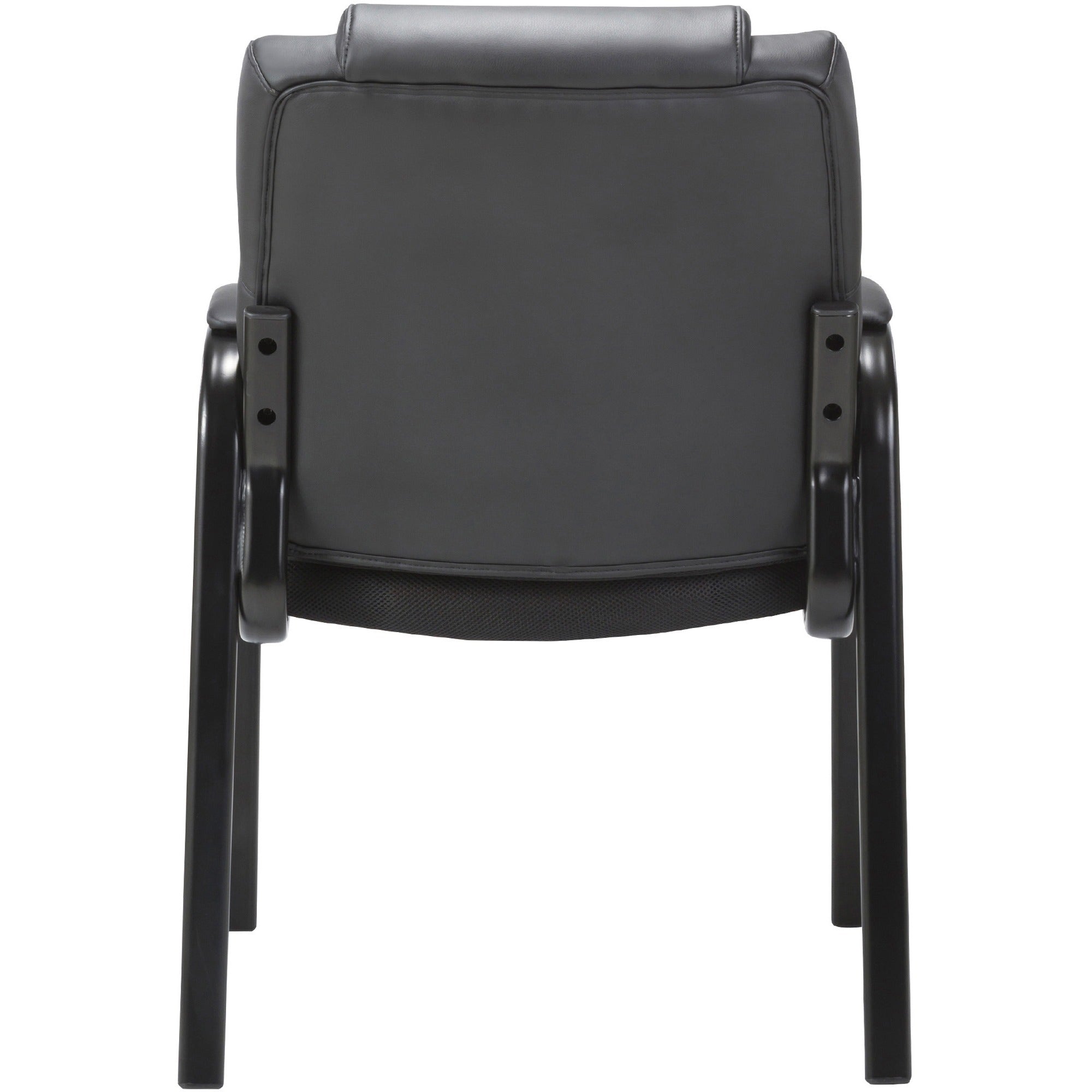lorell-low-back-cushioned-guest-chair-black-bonded-leather-seat-black-bonded-leather-back-powder-coated-steel-frame-high-back-four-legged-base-armrest-1-each_llr67002 - 4