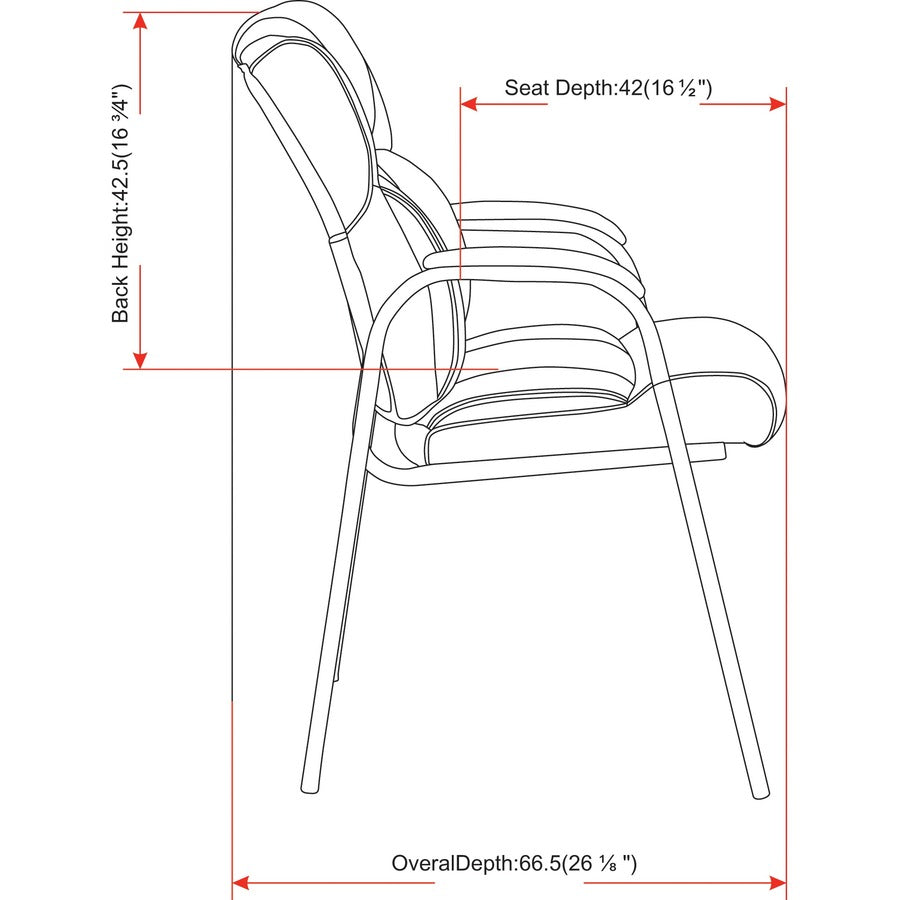 lorell-low-back-cushioned-guest-chair-black-bonded-leather-seat-black-bonded-leather-back-powder-coated-steel-frame-high-back-four-legged-base-armrest-1-each_llr67002 - 6