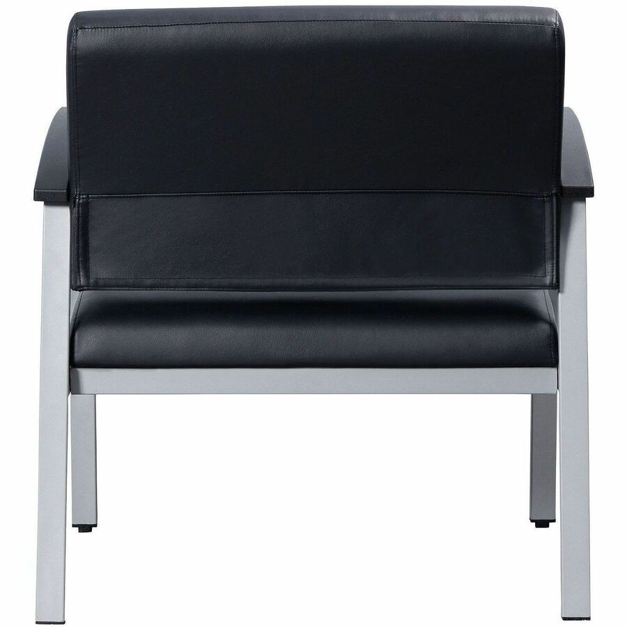 Lorell Healthcare Reception Big & Tall Antimicrobial Guest Chair - Vinyl Seat - Vinyl Back - Powder Coated Silver Steel Frame - Four-legged Base - Black, Silver - Armrest - 1 Each