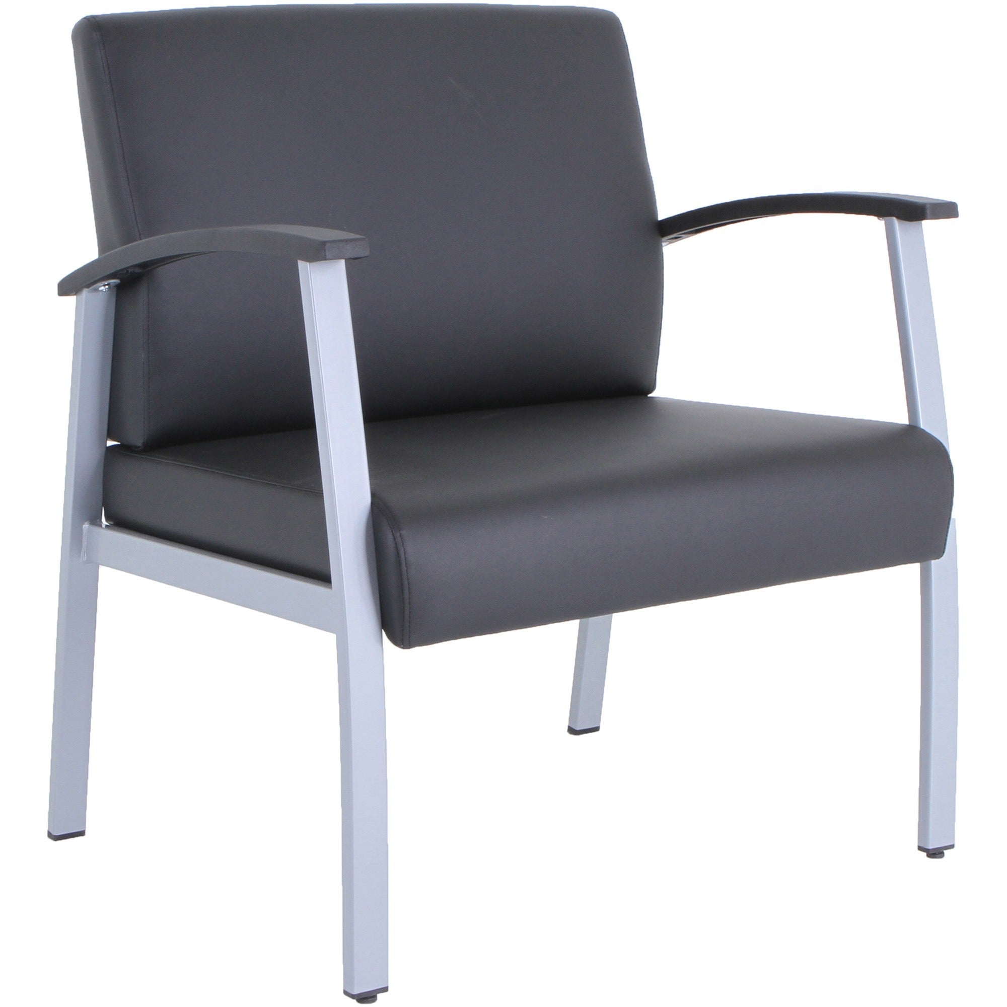 lorell-healthcare-reception-big-&-tall-antimicrobial-guest-chair-vinyl-seat-vinyl-back-powder-coated-silver-steel-frame-four-legged-base-black-silver-armrest-1-each_llr67001 - 1