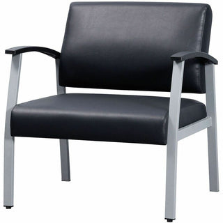 Lorell Healthcare Reception Big & Tall Antimicrobial Guest Chair - Vinyl Seat - Vinyl Back - Powder Coated Silver Steel Frame - Four-legged Base - Black, Silver - Armrest - 1 Each