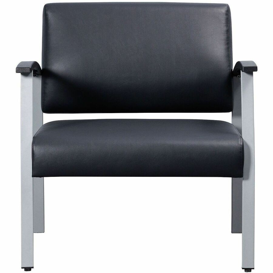 Lorell Healthcare Reception Big & Tall Antimicrobial Guest Chair - Vinyl Seat - Vinyl Back - Powder Coated Silver Steel Frame - Four-legged Base - Black, Silver - Armrest - 1 Each
