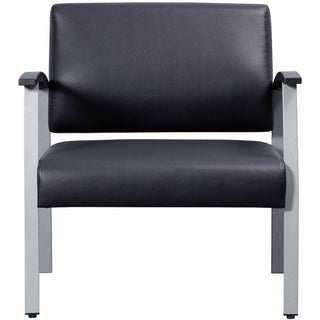 Lorell Healthcare Reception Big & Tall Antimicrobial Guest Chair - Vinyl Seat - Vinyl Back - Powder Coated Silver Steel Frame - Four-legged Base - Black, Silver - Armrest - 1 Each