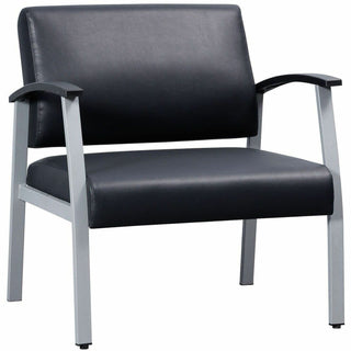 Lorell Healthcare Reception Big & Tall Antimicrobial Guest Chair - Vinyl Seat - Vinyl Back - Powder Coated Silver Steel Frame - Four-legged Base - Black, Silver - Armrest - 1 Each