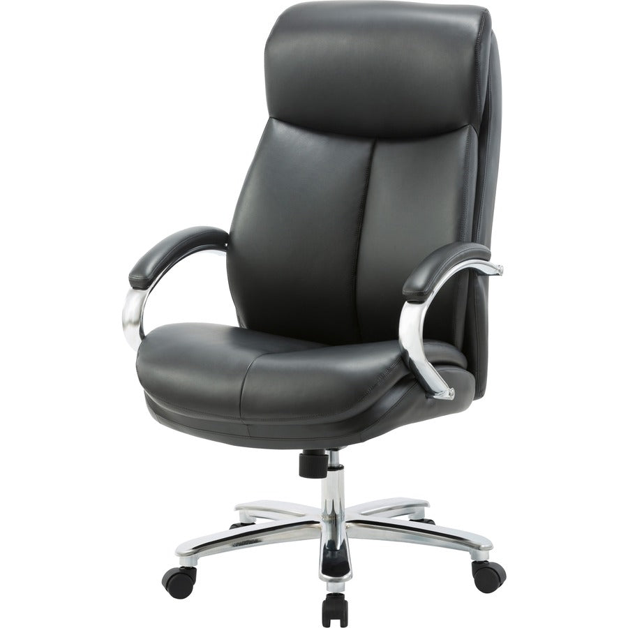 Lorell Big & Tall High-Back Chair - Bonded Leather Seat - Black Bonded Leather Back - High Back - Black - Armrest - 1 Each
