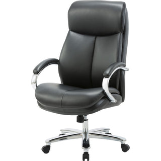 Lorell Big & Tall High-Back Chair - Bonded Leather Seat - Black Bonded Leather Back - High Back - Black - Armrest - 1 Each