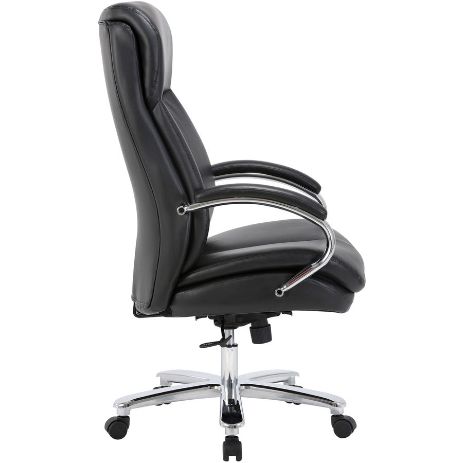 Lorell Big & Tall High-Back Chair - Bonded Leather Seat - Black Bonded Leather Back - High Back - Black - Armrest - 1 Each
