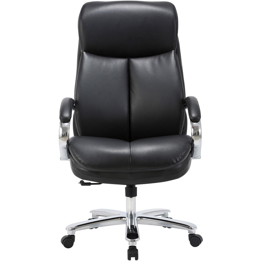 Lorell Big & Tall High-Back Chair - Bonded Leather Seat - Black Bonded Leather Back - High Back - Black - Armrest - 1 Each