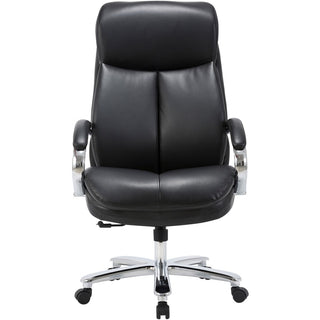 Lorell Big & Tall High-Back Chair - Bonded Leather Seat - Black Bonded Leather Back - High Back - Black - Armrest - 1 Each