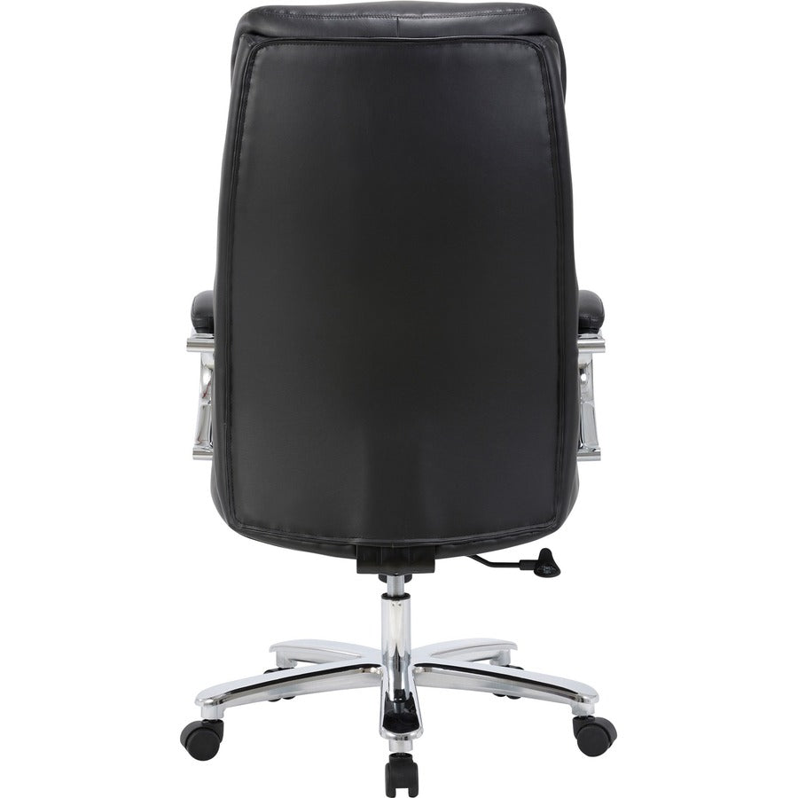 Lorell Big & Tall High-Back Chair - Bonded Leather Seat - Black Bonded Leather Back - High Back - Black - Armrest - 1 Each