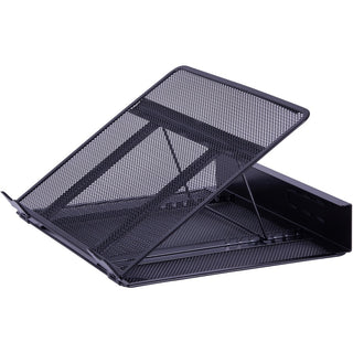 Lorell Mesh Laptop Stand - 3.5" Height x 13" Width x 11.5" Depth - Desktop - Steel, Metal - Black