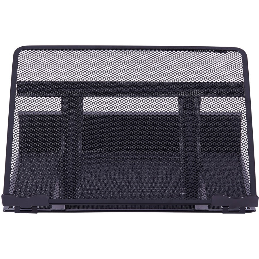 Lorell Mesh Laptop Stand - 3.5" Height x 13" Width x 11.5" Depth - Desktop - Steel, Metal - Black