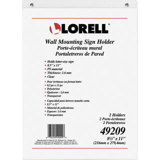 lorell-wall-mounted-sign-holders-support-850-x-11-media-acrylic-2-pack-clear_llr49209 - 2