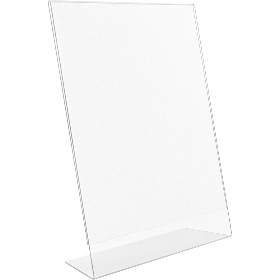 Lorell L-base Slanted Sign Holder Stand - Support 8.50" x 11" Media - Acrylic - 3 / Pack - Clear - 5