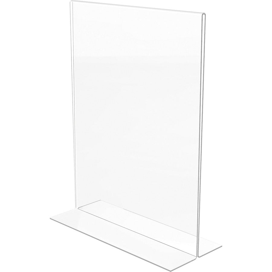Lorell T-base Standing Sign Holders - Support 8.50" x 11" Media - Acrylic - 2 / Pack - Clear