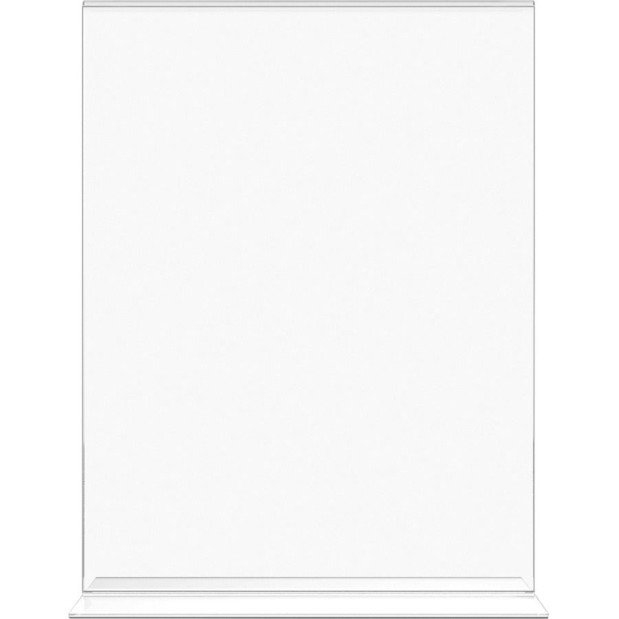 Lorell T-base Standing Sign Holders - Support 8.50" x 11" Media - Acrylic - 2 / Pack - Clear