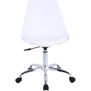 Lorell PVC Shell Task Chair - Plastic, Polyurethane Seat - Chrome Frame - 5-star Base - White - 1 Each