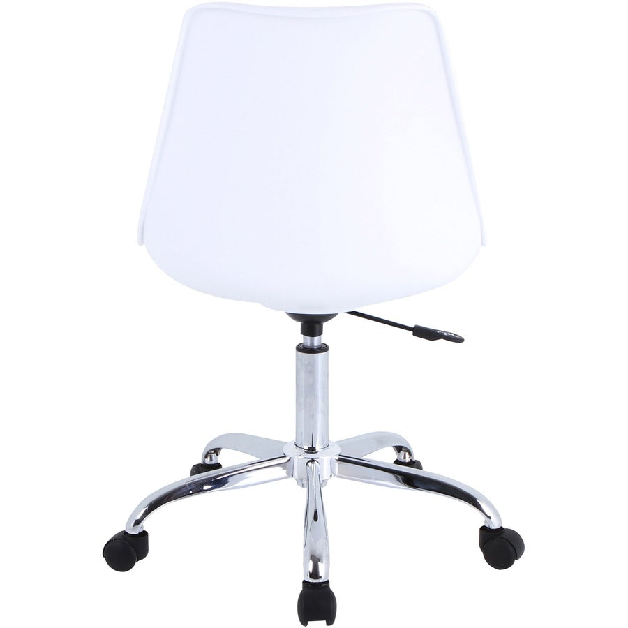 Lorell PVC Shell Task Chair - Plastic, Polyurethane Seat - Chrome Frame - 5-star Base - White - 1 Each