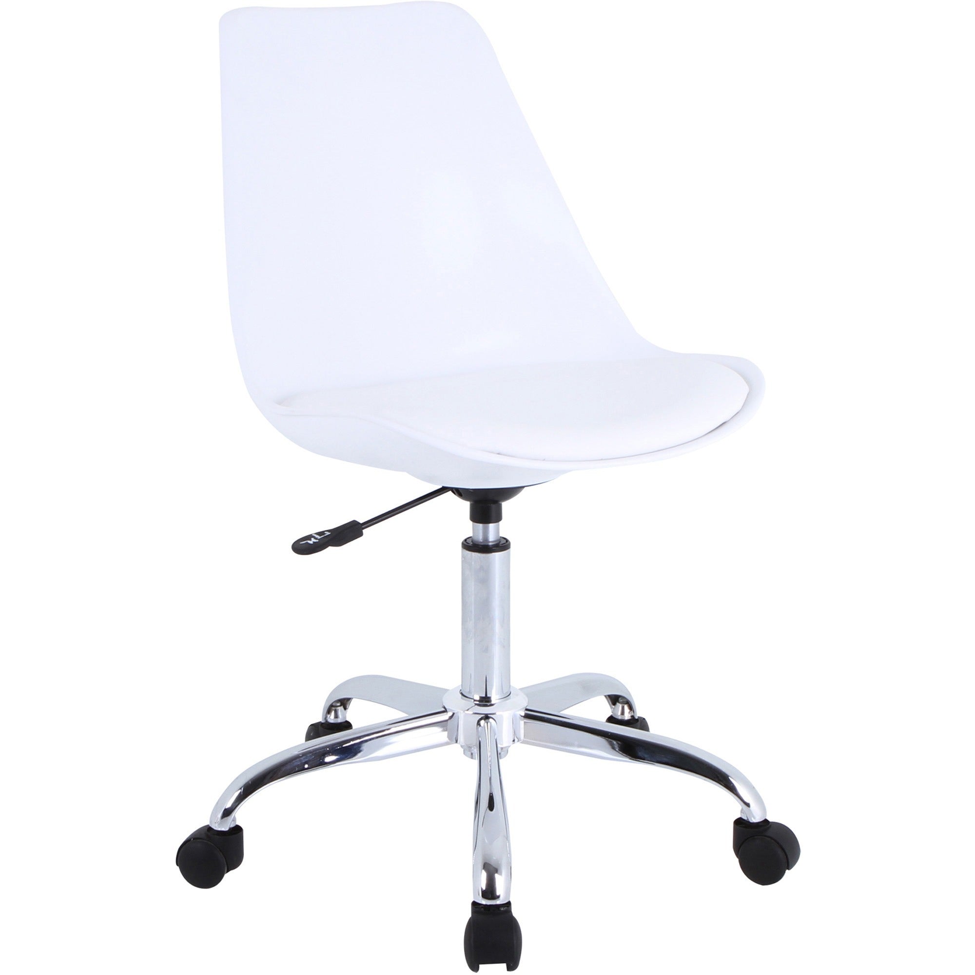 lorell-pvc-shell-task-chair-plastic-polyurethane-seat-chrome-frame-5-star-base-white-1-each_llr68565 - 1