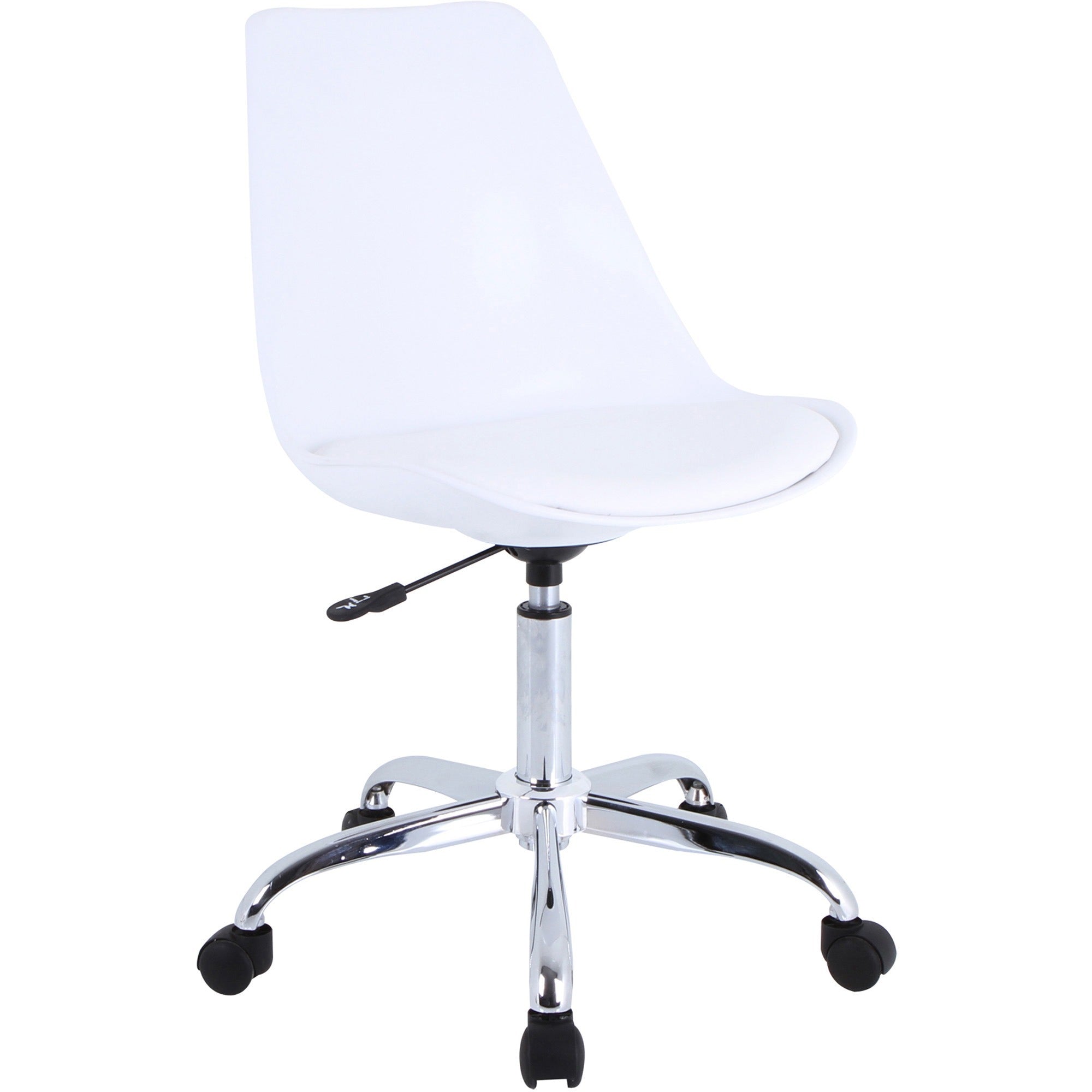 Lorell PVC Shell Task Chair - Plastic, Polyurethane Seat - Chrome Frame - 5-star Base - White - 1 Each