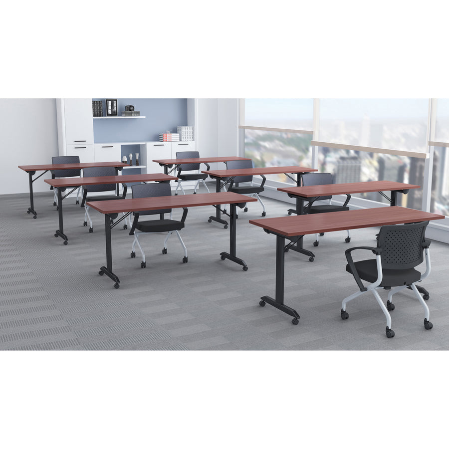 lorell-mobile-folding-training-table-for-table-toprectangle-top-powder-coated-base-200-lb-capacity-x-63-table-top-width-2950-height-x-63-width-x-24-depth-assembly-required-mahogany-1-each_llr60735 - 5