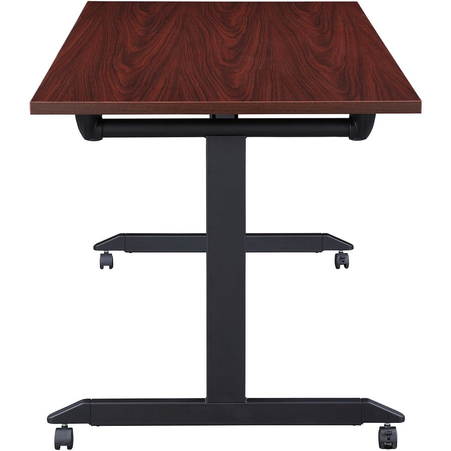 Lorell Mobile Folding Training Table - For - Table TopRectangle Top - Powder Coated Base - 200 lb Capacity x 63" Table Top Width - 29.50" Height x 63" Width x 29.50" Depth - Assembly Required - Brown - 1 Each
