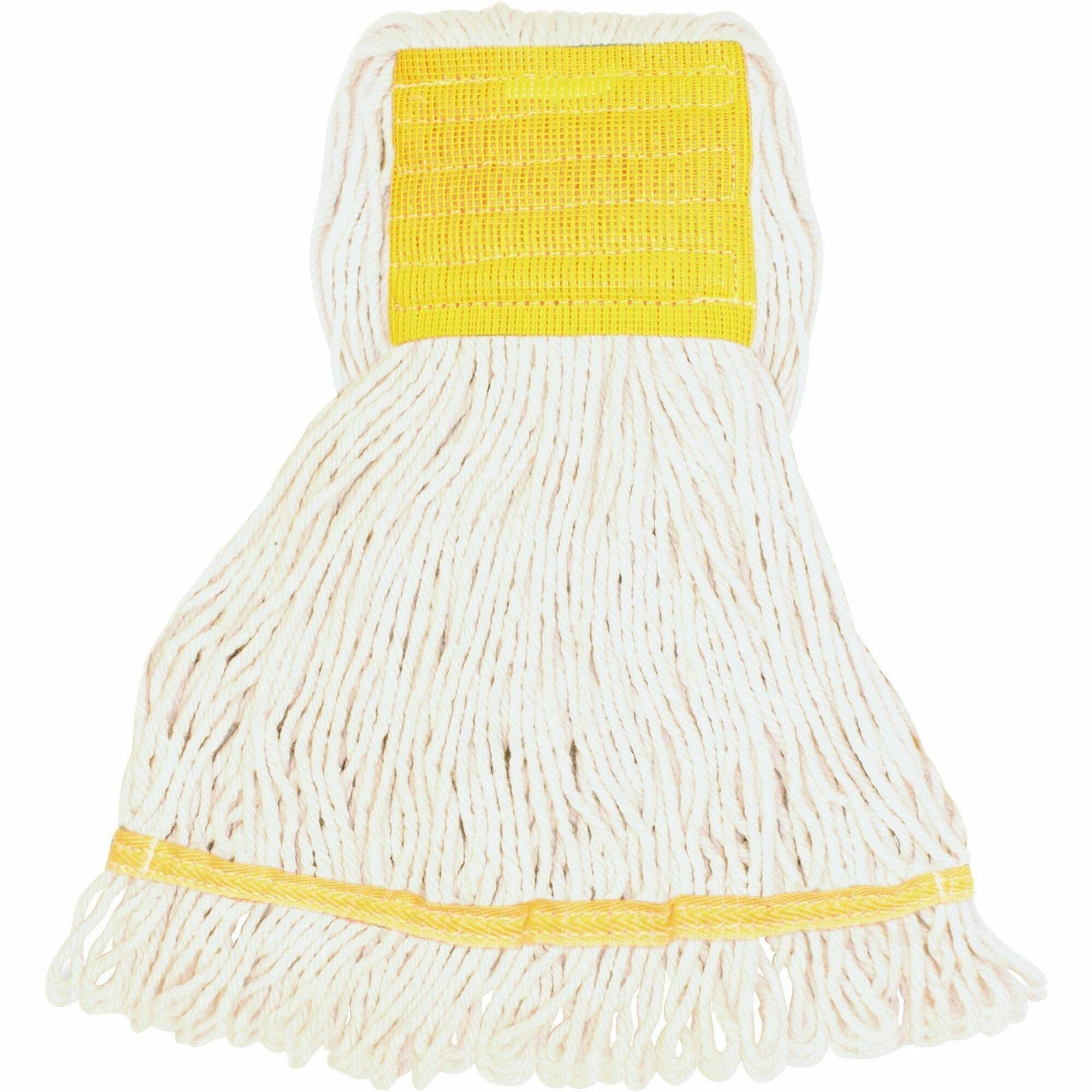 Genuine Joe Wide Band Small Mophead - Small - Rayon, Cotton, Rayon - White - 1Each