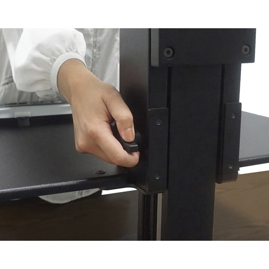 High Rise Dual Monitor Standing Desk Workstation, 28" x 23" x 10.5" to 15.5", Black