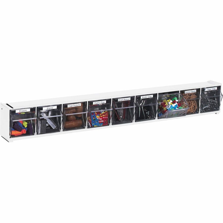 Deflecto Tilt Bin Interlocking Multi-Bin Storage Organizer - 9 Compartment(s) - 4.5" Height x 23.6" Width x 3.6" DepthCounter - Black - 1 Each