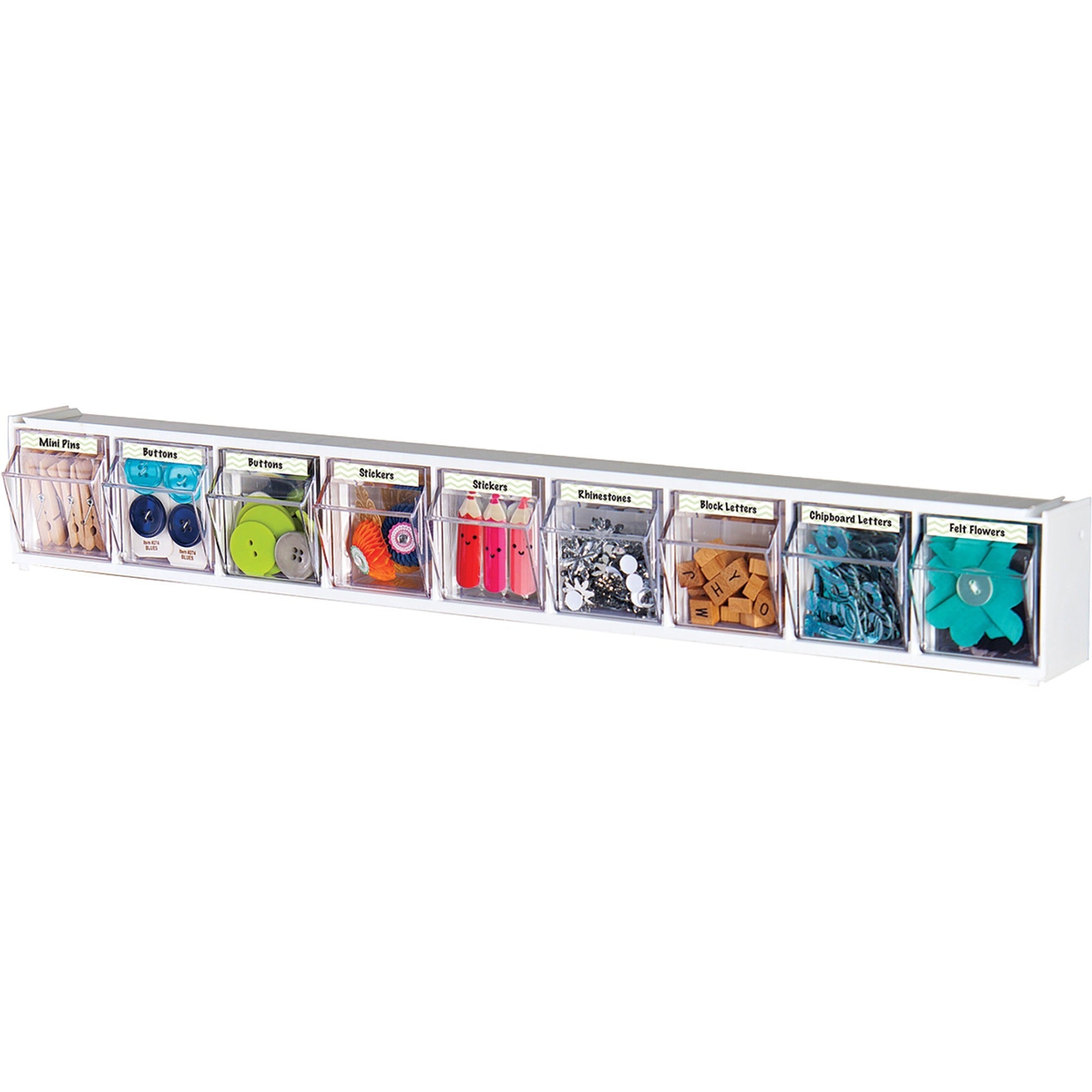 Deflecto Tilt Bin Interlocking Multi-Bin Storage Organizer - 9 Compartment(s) - 4.5" Height x 23.6" Width x 3.6" DepthCounter - Black - 1 Each