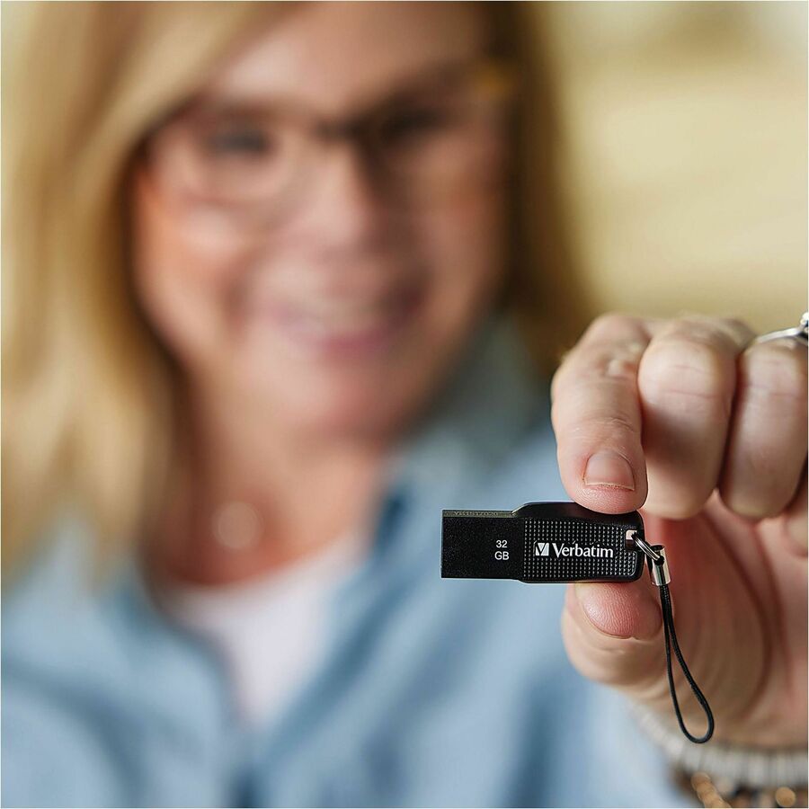 Verbatim 32GB Ergo USB Flash Drive - Black - The Verbatim Ergo USB drive features an ergonomic design for in-hand comfort and COB design for enhanced reliability.