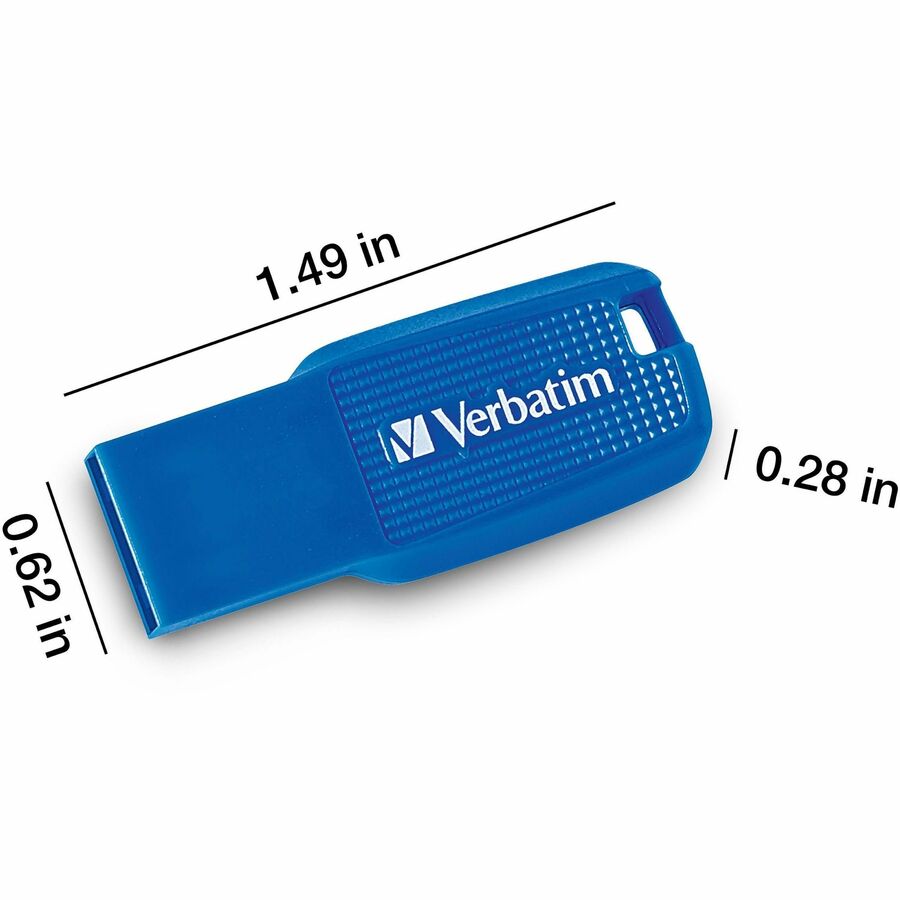 Verbatim 64GB Ergo USB 3.0 Flash Drive - Blue - The Verbatim Ergo USB drive features an ergonomic design for in-hand comfort and COB design for enhanced reliability. - 3